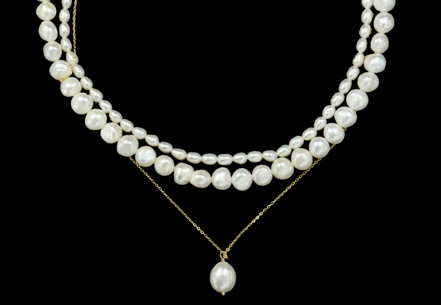 White Freshwater Baroque Pearls Multilayer Necklace