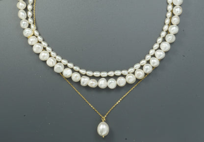 White Freshwater Baroque Pearls Multilayer Necklace