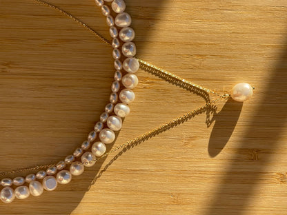 White Freshwater Baroque Pearls Multilayer Necklace