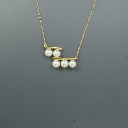 White Freshwater Pearls Balance Beam Necklace