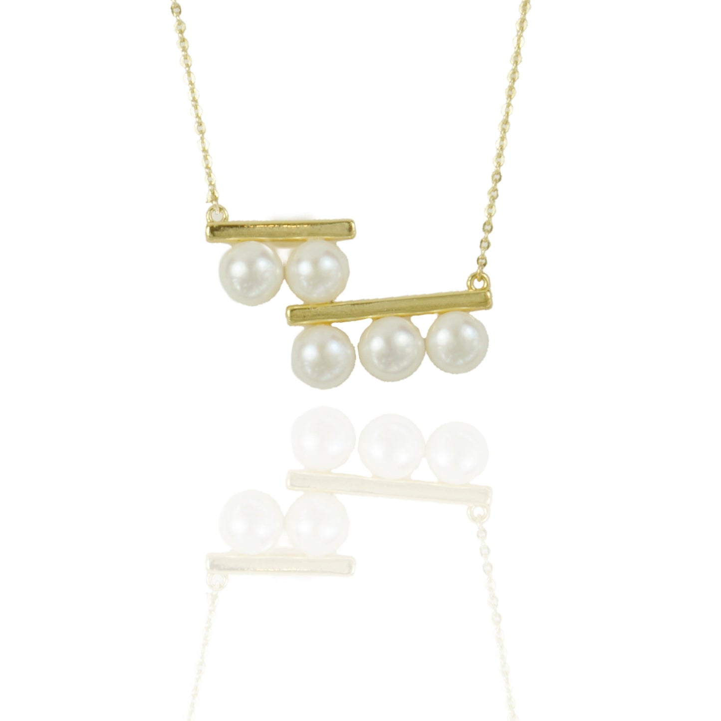 White Freshwater Pearls Balance Beam Necklace