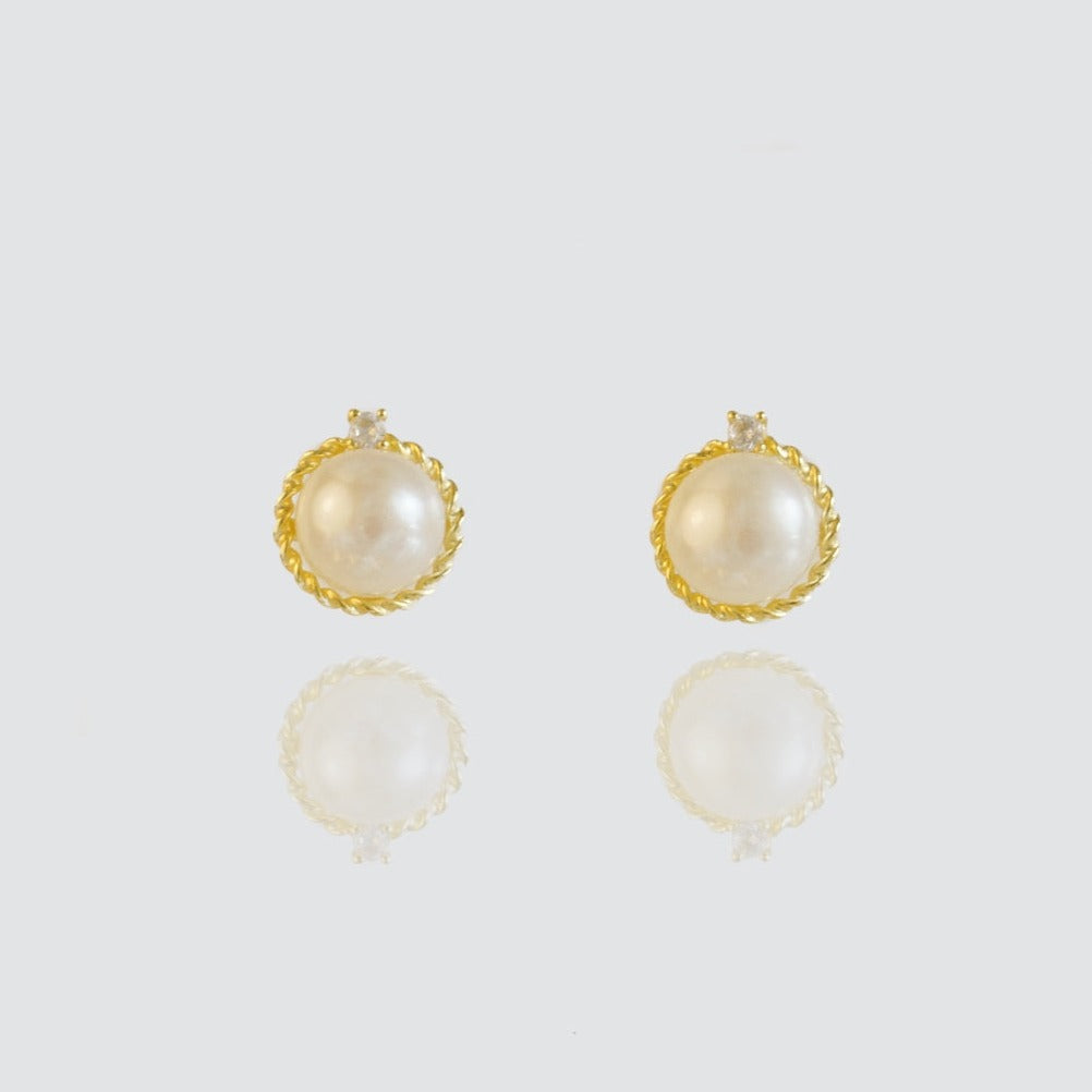 White Freshwater Pearl Classic Princess Earrings In Sterling Silver