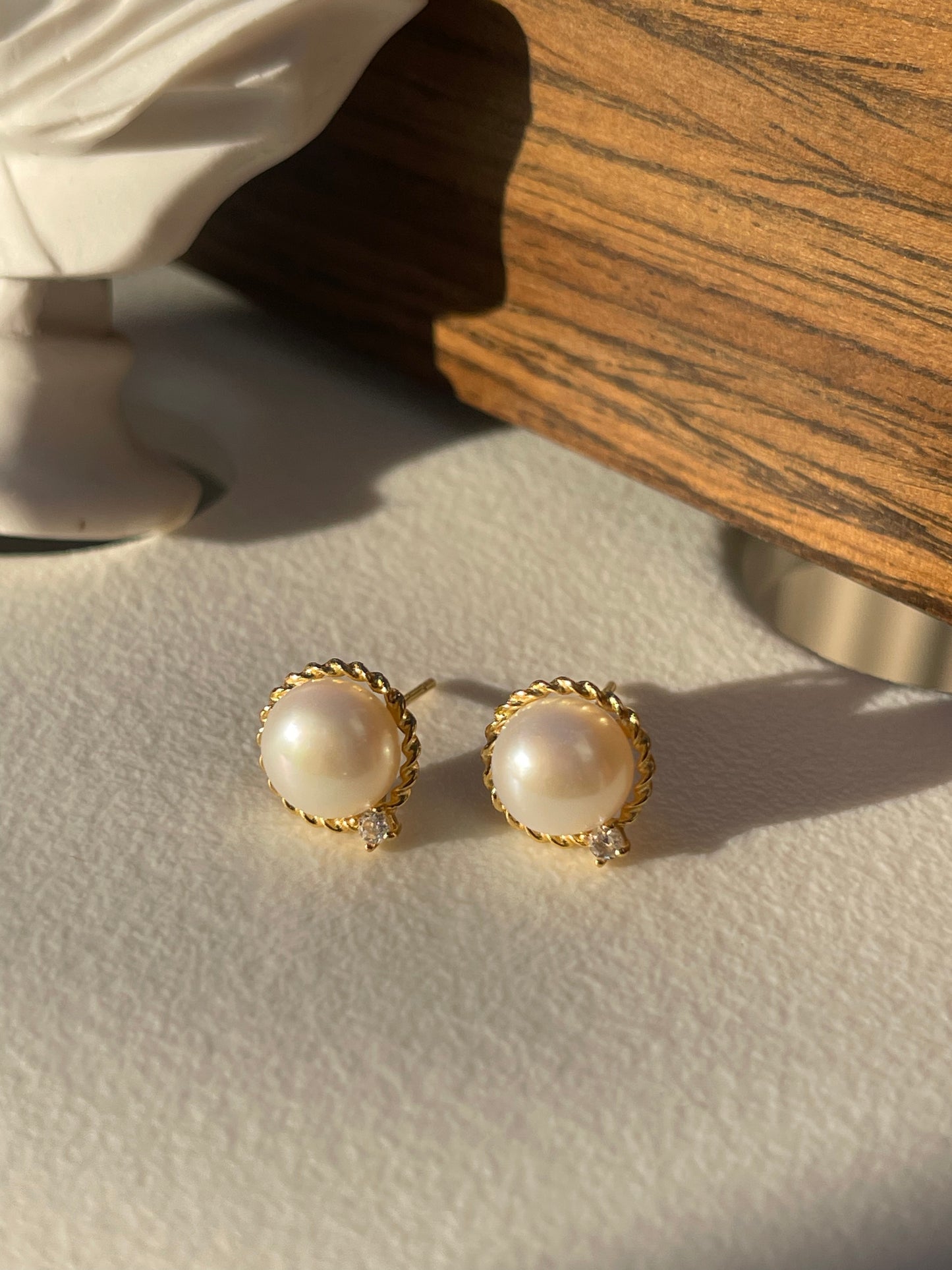 White Freshwater Pearl Classic Princess Earrings In Sterling Silver