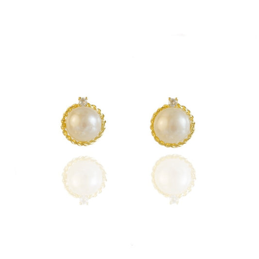 White Freshwater Pearl Classic Princess Earrings In Sterling Silver