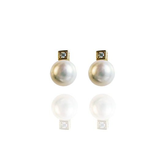 White Freshwater Pearl Classic Earrings In Sterling Silver