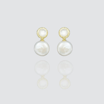 White Freshwater Pearl Drop Earrings In Sterling Silver