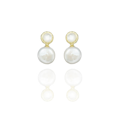 White Freshwater Pearl Drop Earrings In Sterling Silver